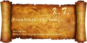 Kovalcsik Tünde névjegykártya